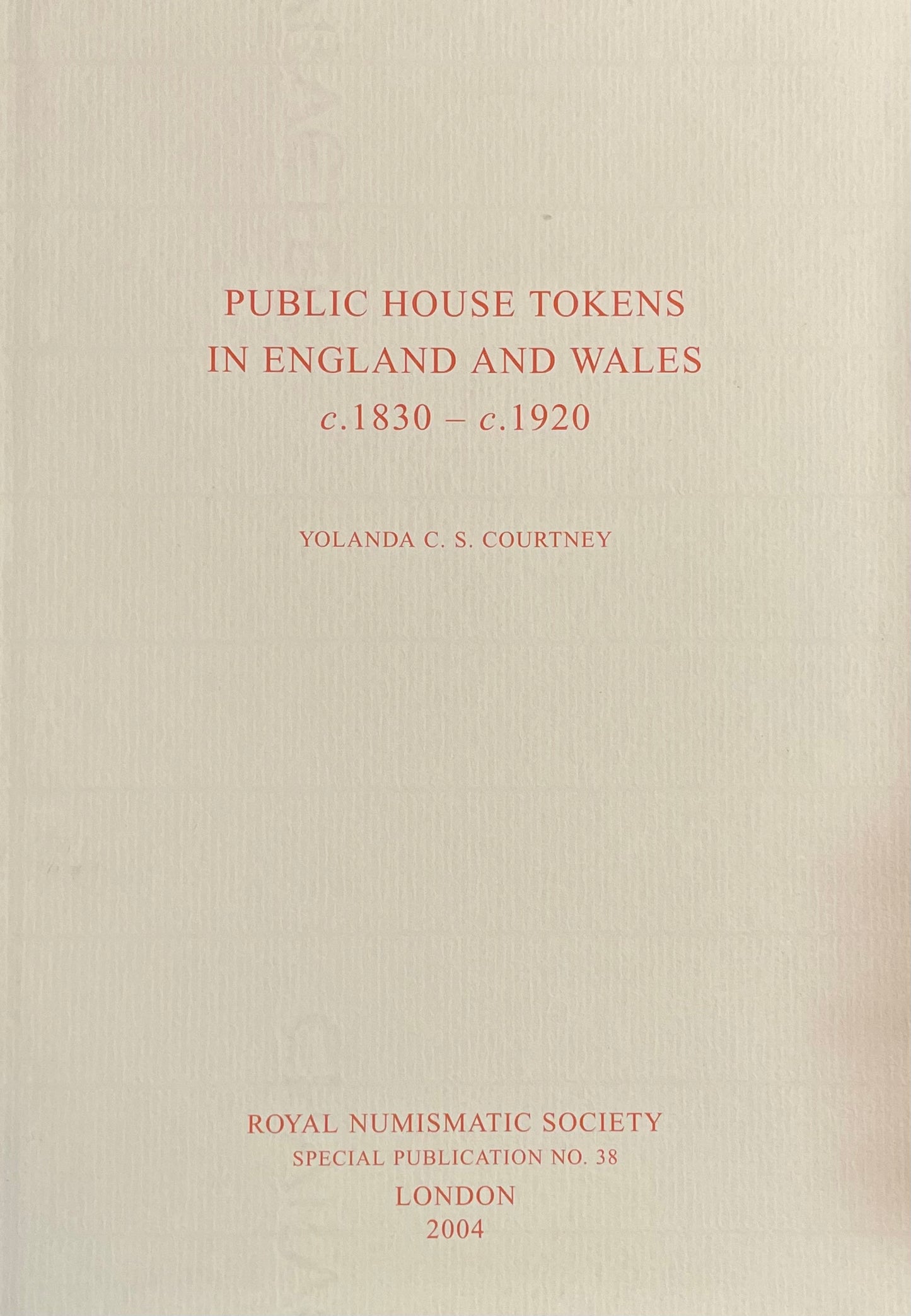 Public House Tokens in England and Wales